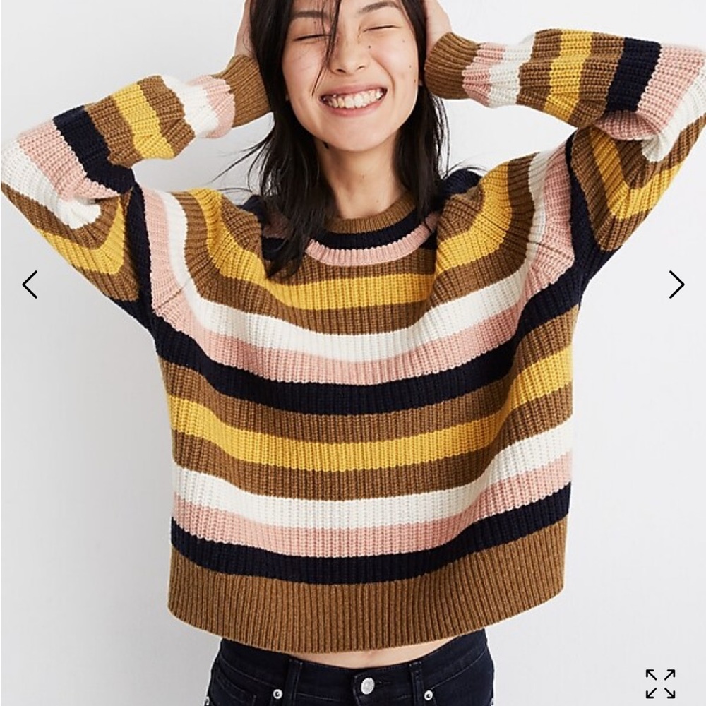Madewell Striped Tilden Pullover Sweater Size Medium